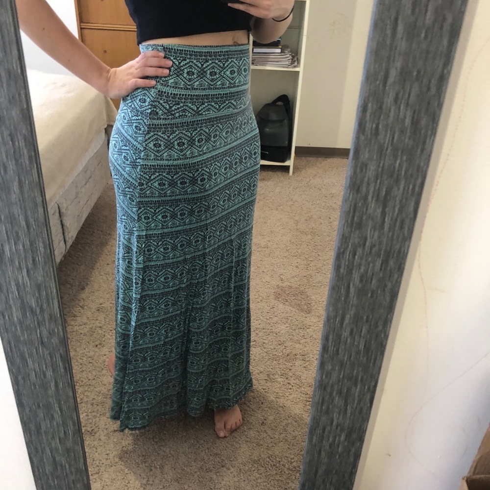 Blue and black maxi skirt